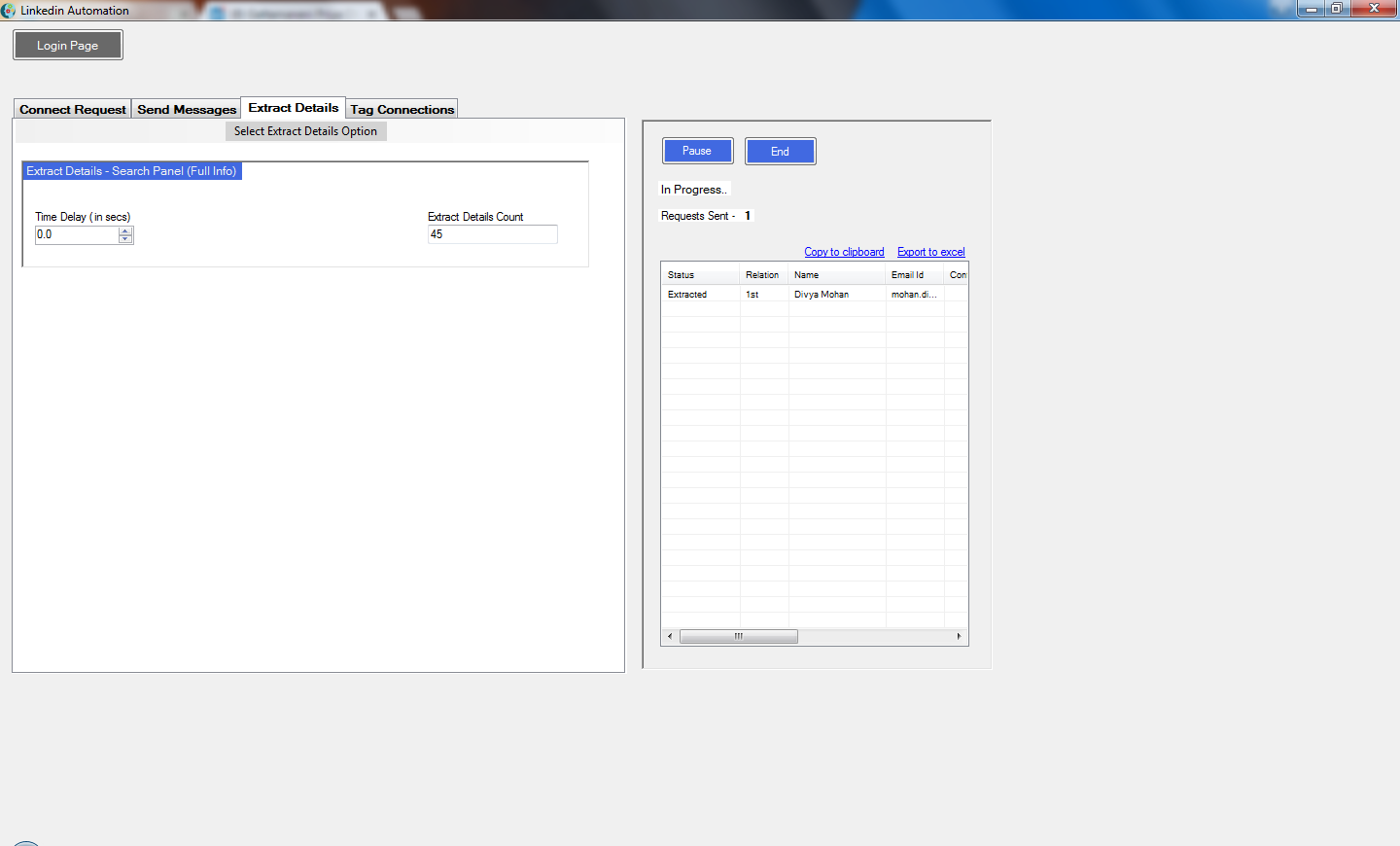 linkedin automation get connection details